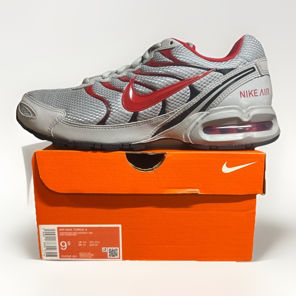 Nike Air Max Torch 4 Men's Gray Red Casual Shoes CI2202-001 Size 9.5